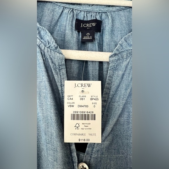 NWT JCrew Chambray Denim Ruffle Long Sleeve Dress - Zero - Picture 6 of 7